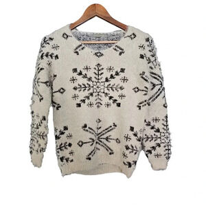 Finn & Clover Snowflake Pullover Sweater Cream Size S